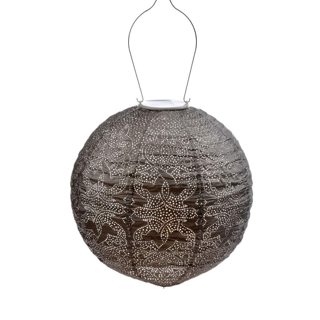 Round LED Lighted Bazaar Lantern - 17.5" - Taupe Brown