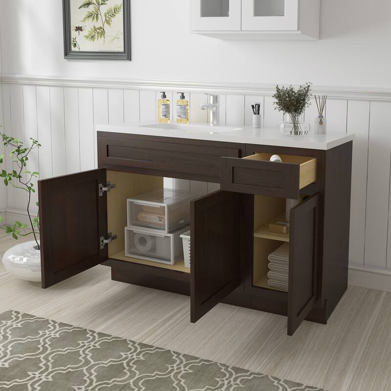 Vanity Art 45" Oak Freestanding Bathroom Vanity Cabinet without Top
