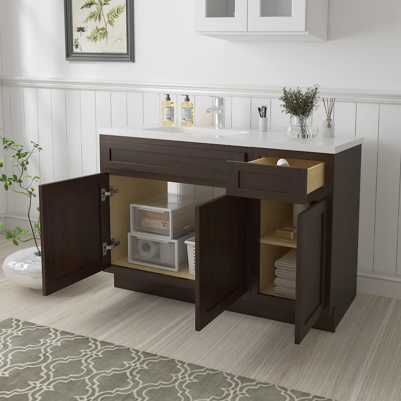Vanity Art 54" Oak Freestanding Bathroom Vanity Cabinet without Top