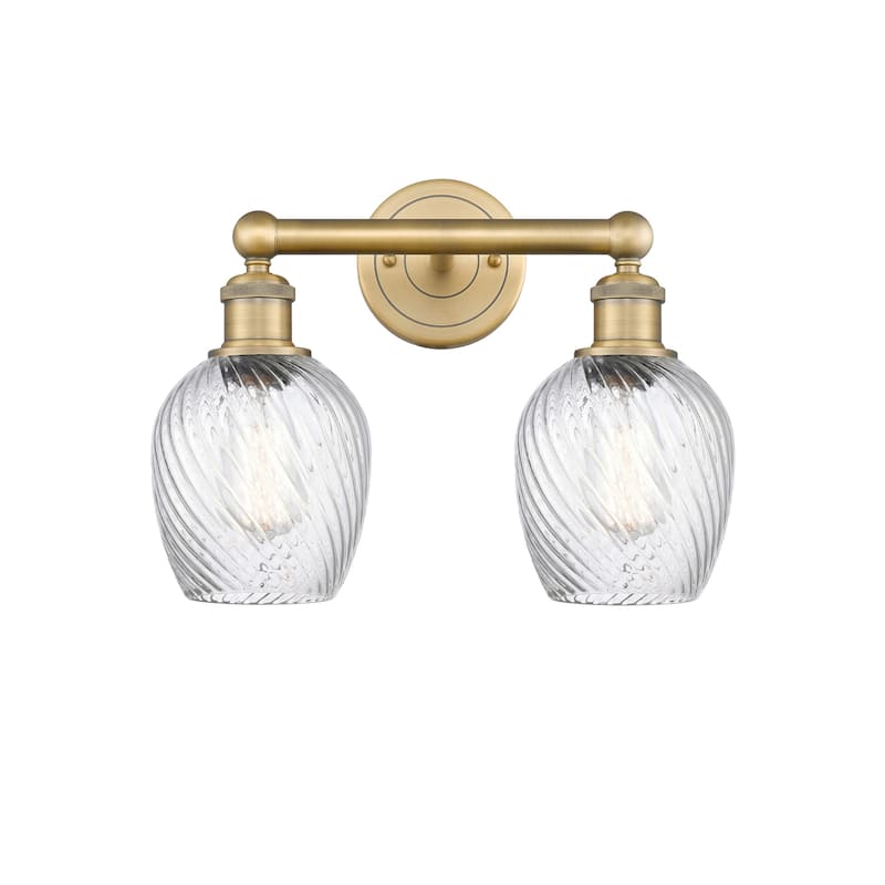 Innovations Lighting 616-2W-12-14 Salina Vanity Salina 2 Light 14" - Brushed Brass / Clear Spiral Fluted