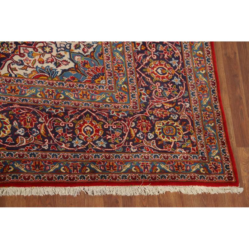Traditional Kashan Vintage Persian Area Rug Handmade Wool Carpet - 9'8" x 13'2"