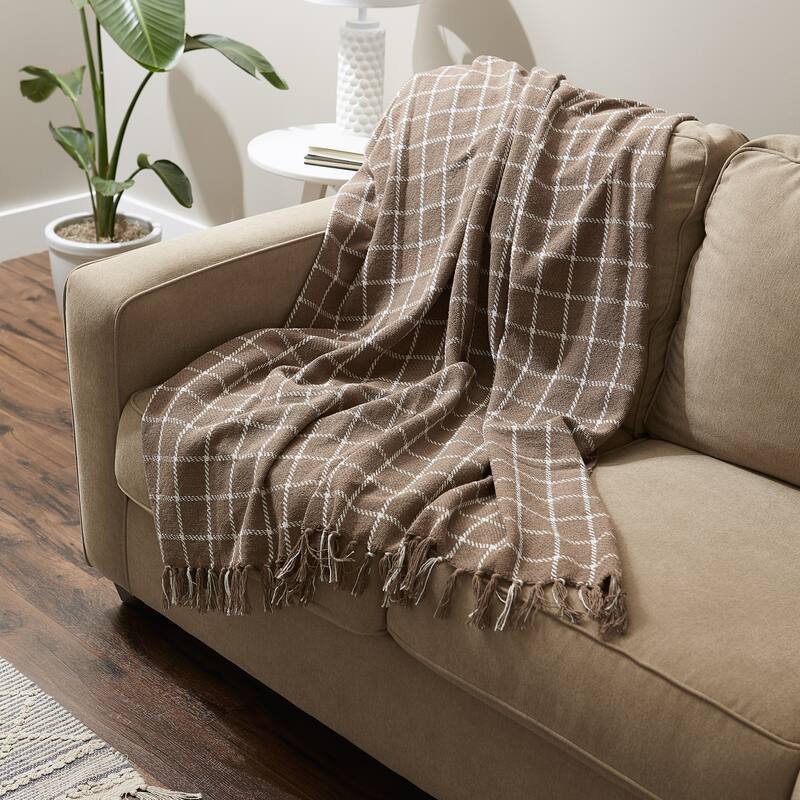 DII Checked Plaid Decorative Throw