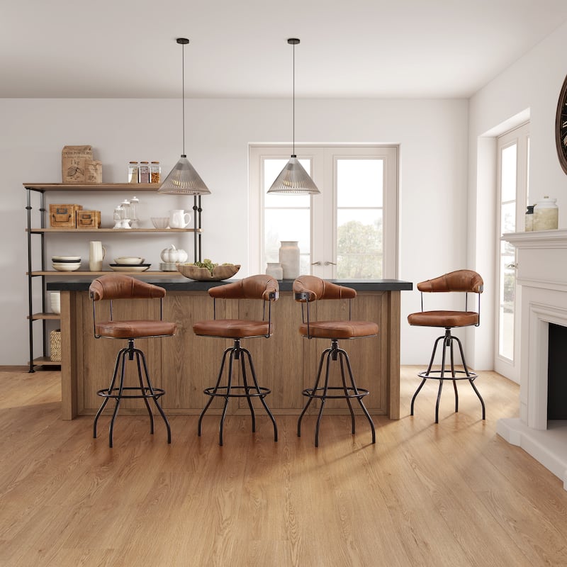 Art Leon Industrial Retro Leather Swivel Barstool