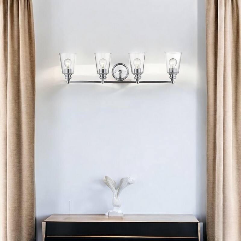 Modern Clear Glass Shade Wall Sconce with Swing Arm for Home Lighting - 4 - Chrome