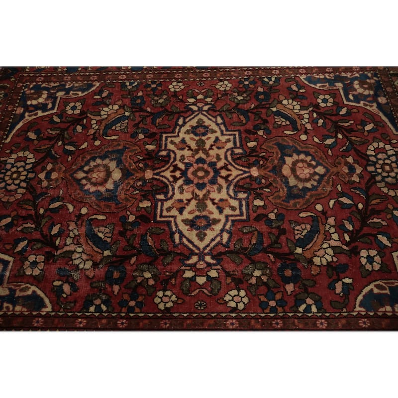 Hand Knotted Oriental 100% Wool Carpet Traditional Floral Oranges & Rust Bakhtiari Area Rug - 6' 4'' X 4' 10''