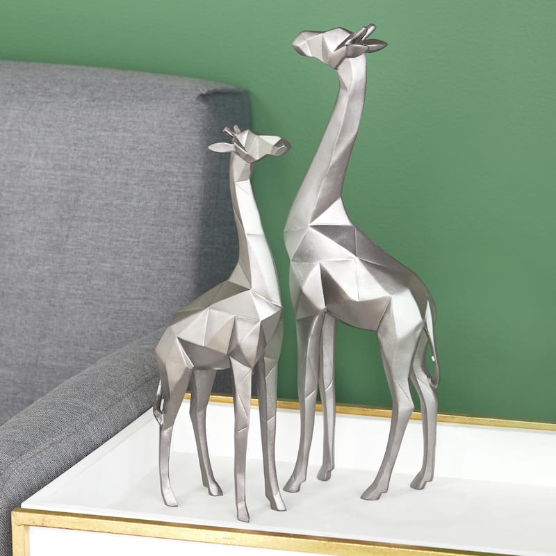 CosmoLiving by Cosmopolitan Gold or Silver Polystone Giraffe Decorative Sculpture (Set of 2)