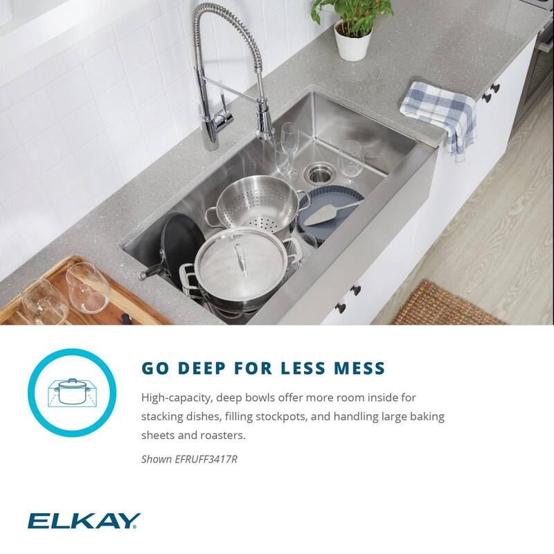 Elkay Crosstown 16 Gauge Stainless Steel 35-7/8" x 20-1/4" x 9" Single Bowl Tall Farmhouse Sink