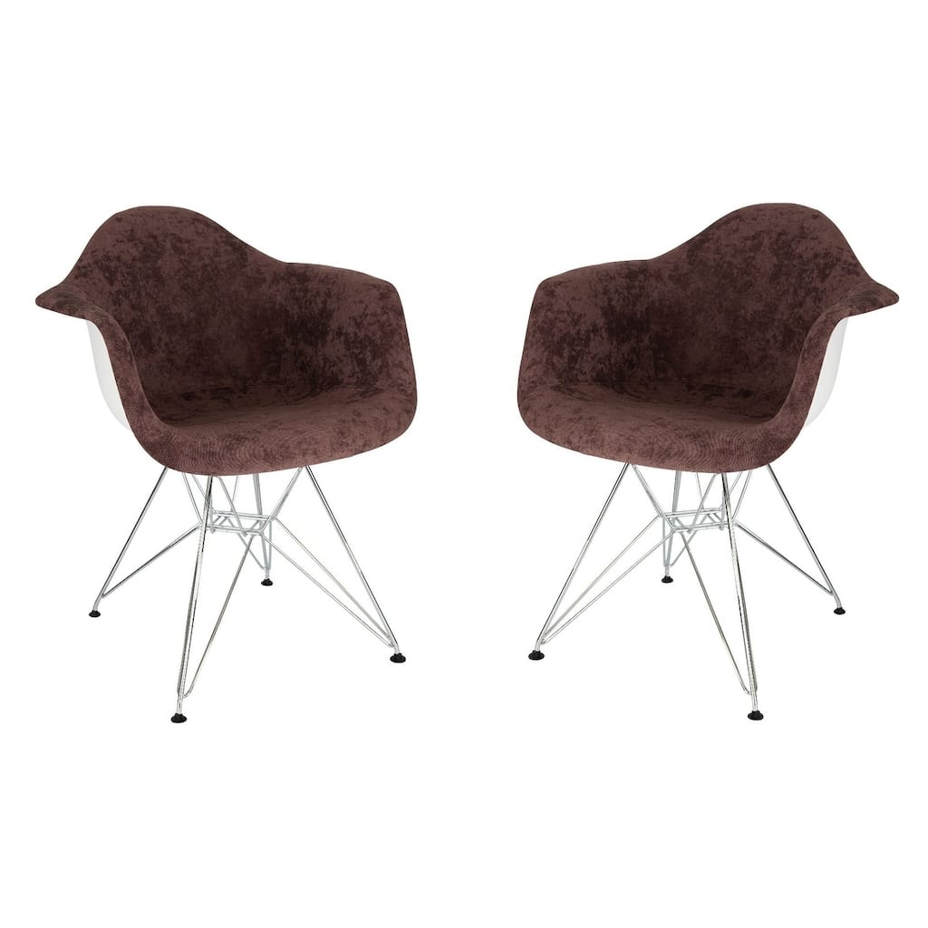 Willow Velvet Accent Armchair with Eiffel Chrome Base Set of 2 by LeisureMod