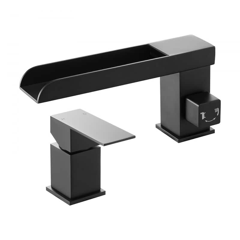 Matte Black Stainless Steel Roman Tub Faucet with Handheld Shower - 6.3 L x 2.8 W x 9.61 H in