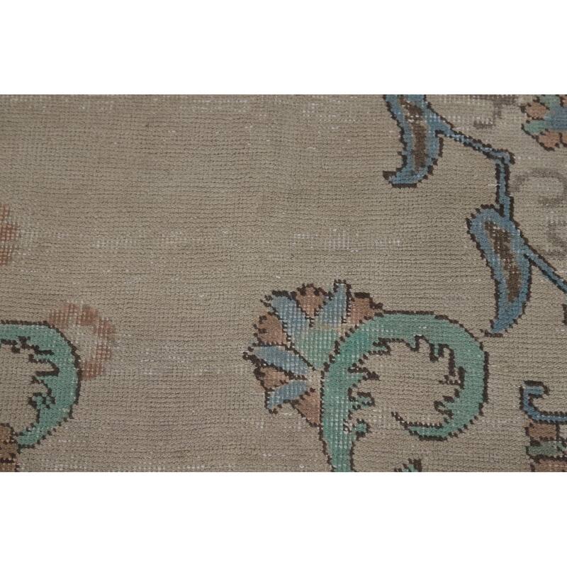 Traditional Tabriz Persian Rug Handmade Oriental Beige Wool Carpet - 8'11"x 11'3"