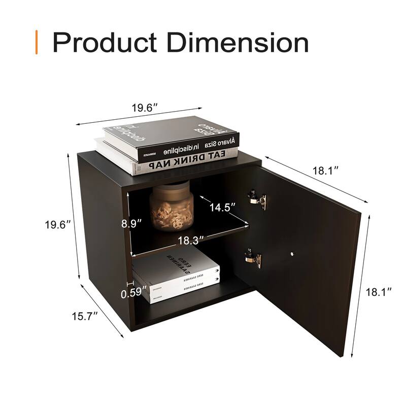 19.6'' W Nightstand With Storage, Bedside Table, Accent Cabinet With Door