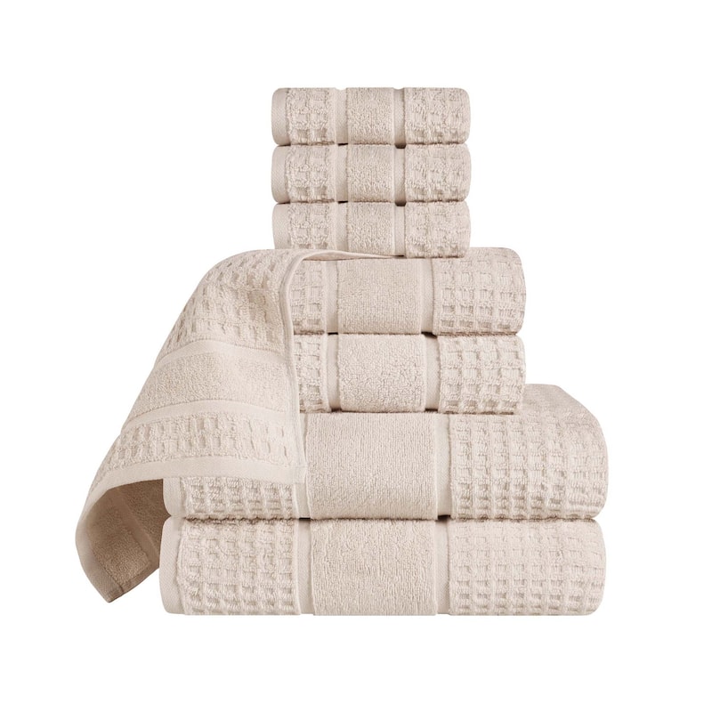 Superior Napa Zero Twist Cotton Waffle 8 Piece Bathroom Towel Set