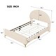 preview thumbnail 4 of 52, Clean-Lined Platform Bed Mental Legs Low Profile Bed Velvet Upholstered Bed Frame with Semi-Circle Headboard Mattress Holde