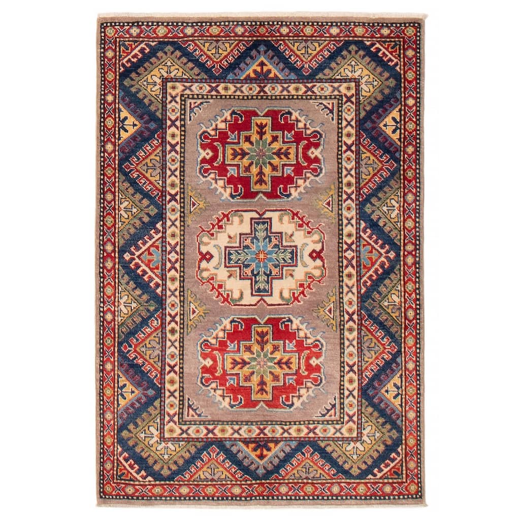 ECARPETGALLERY Hand-knotted Uzbek Ghazni Taupe Wool Rug - 3'3 x 4'9
