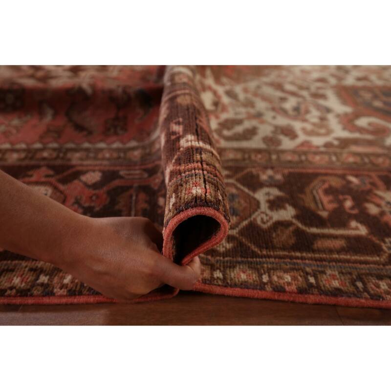 Geometric Heriz Persian Vintage Area Rug Handmade Oriental Wool Carpet - 8'4"x 11'0"