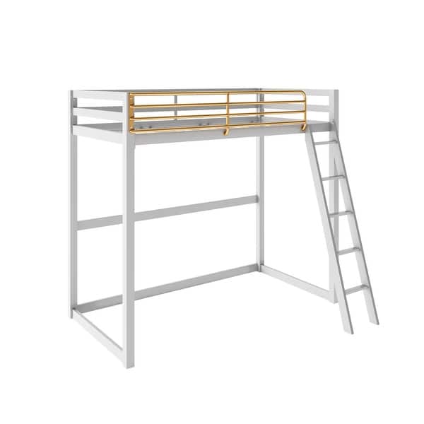 slide 2 of 3, Little Seeds Monarch Hill Haven Metal Loft Bed Twin - Dove Grey