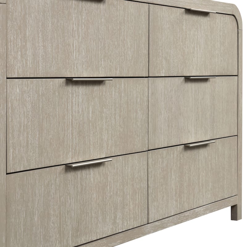 Roundhill Furniture Tavari Contemporary 6-Drawer Wood Dresser, Light Gray