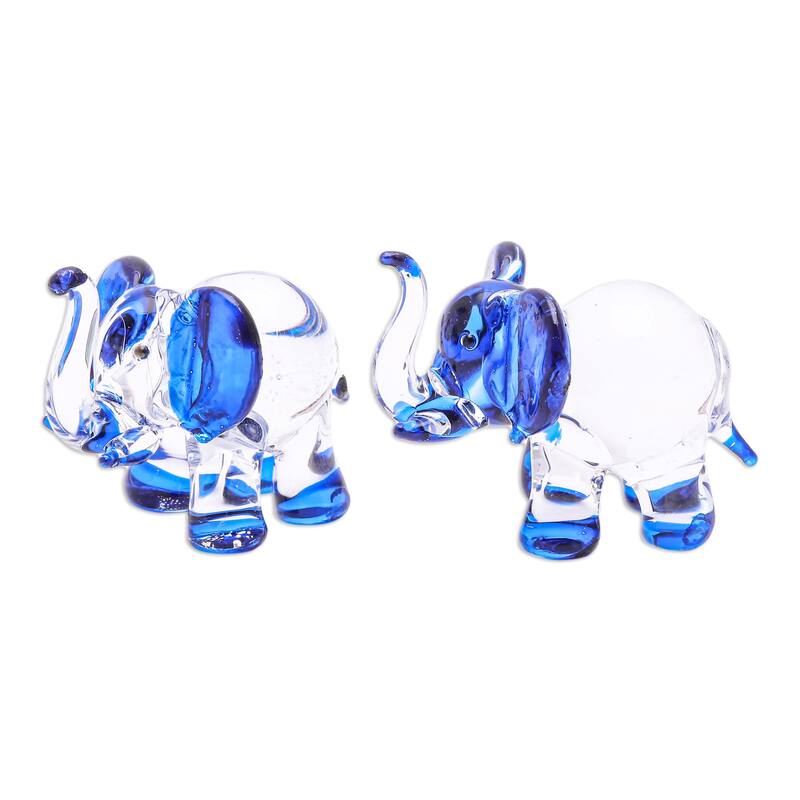 Novica Handmade Intuition Trunks Handblown Glass Figurines (Set Of 2)