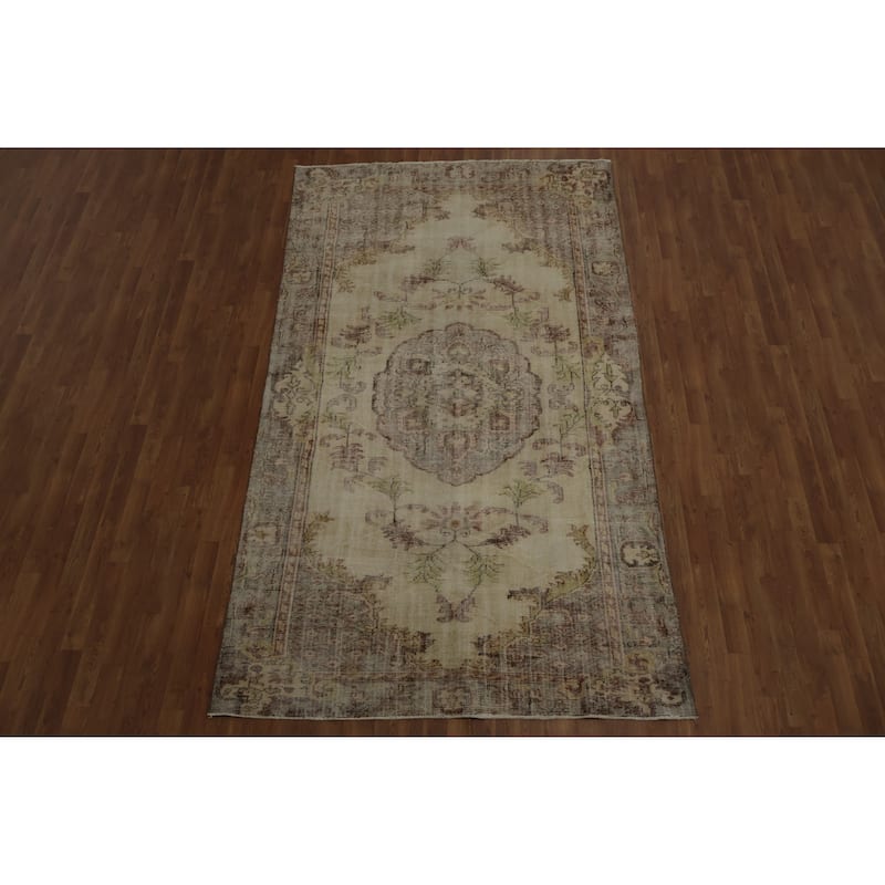 Hand Knotted Oriental 100% Wool Carpet Transitional Floral Beige & Ivories Anatolian Area Rug - 9' 9'' X 5' 6''