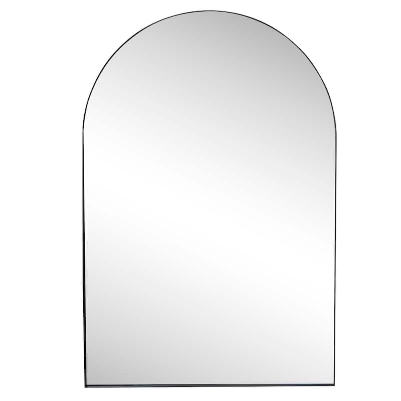 24 in. W x 36 in. H Medium Arched Metal Framed Wall Mounted Mirror - 36 H x 24 W x 1.5 D