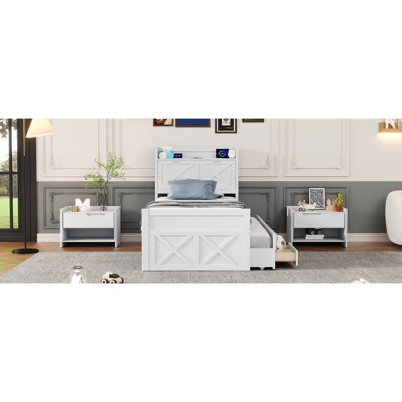 Extendable Bed with Storage Headboard and Drawers