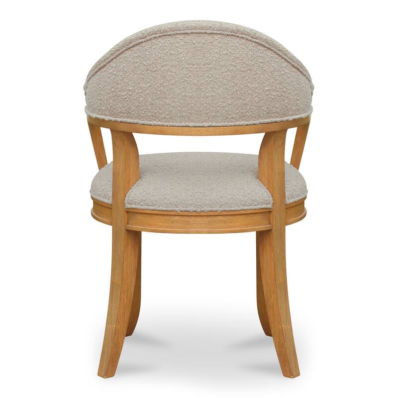 NADAAL STUDIOS Breyson Dining Chair, Curved Backrest, Rounded Cushion Seat, Rubberwood Frame, Taupe