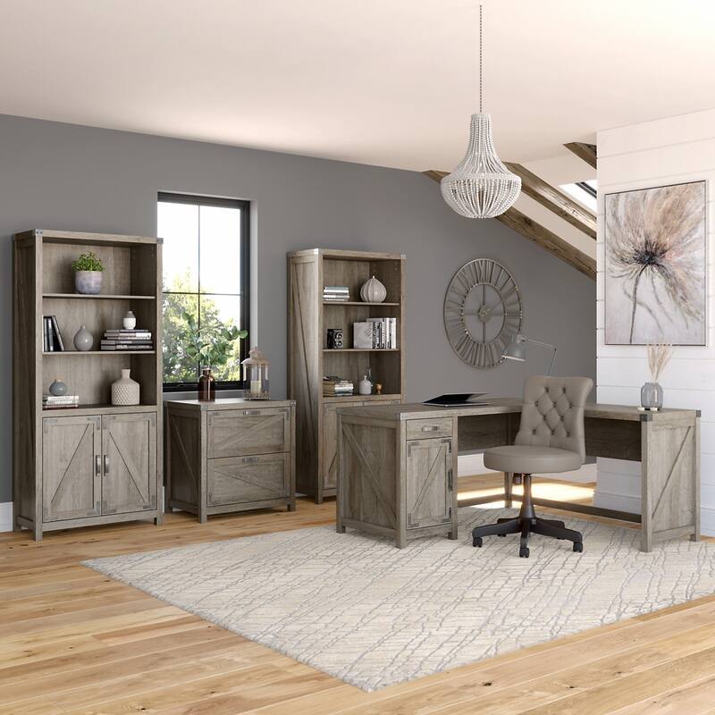 Knoxville Tall 5 Shelf Bookcase with Doors by Bush Furniture