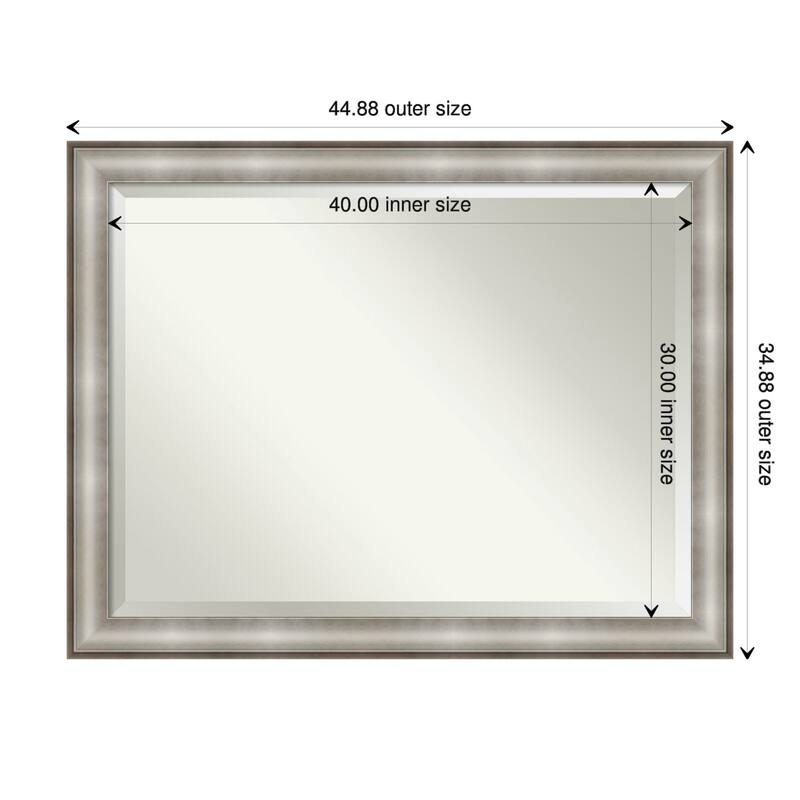 Beveled Wall Mirror - Imperial Pewter Black Frame - 45 x 35-inch - Imperial Silver