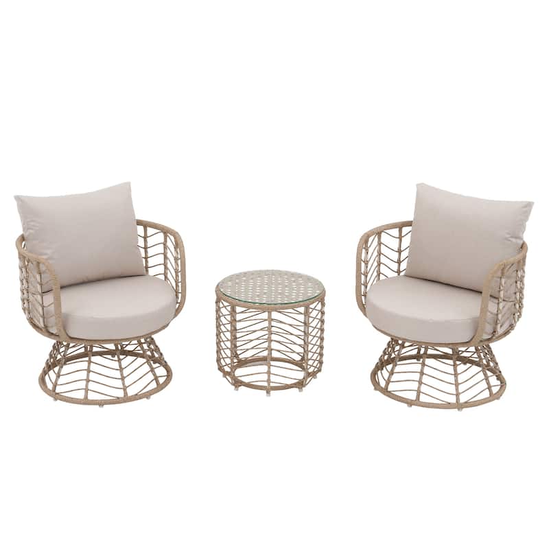 360-degree Swivel Outdoor Chair Set of 3