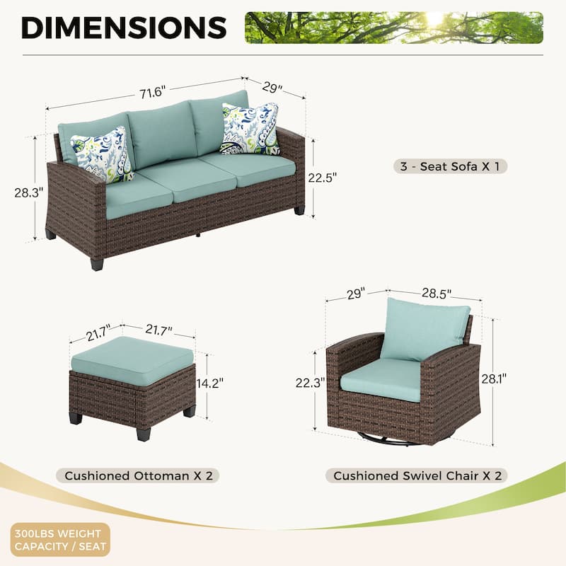 5/9-Seat Patio Furniture Wicker Rattan Outdoor Deep Seating Sectional Sofa Large Conversation Set
