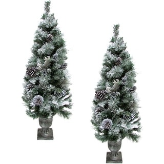 Fraser Hill Farm 4-Ft. Christmas Snow Flocked Porch Trees
