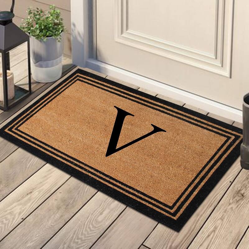A1HC Pure Natural Coir Monogrammed Heavy Duty PVC Backing Doormat