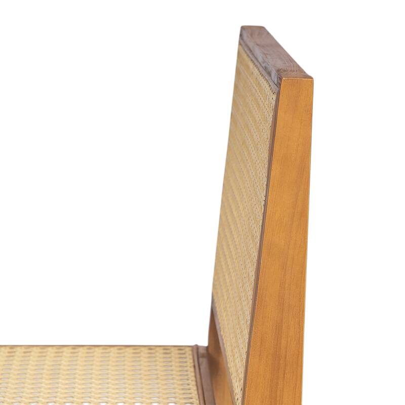 Rattan Dining Chair Set of 2, Armless Side Chairs with Wood Legs