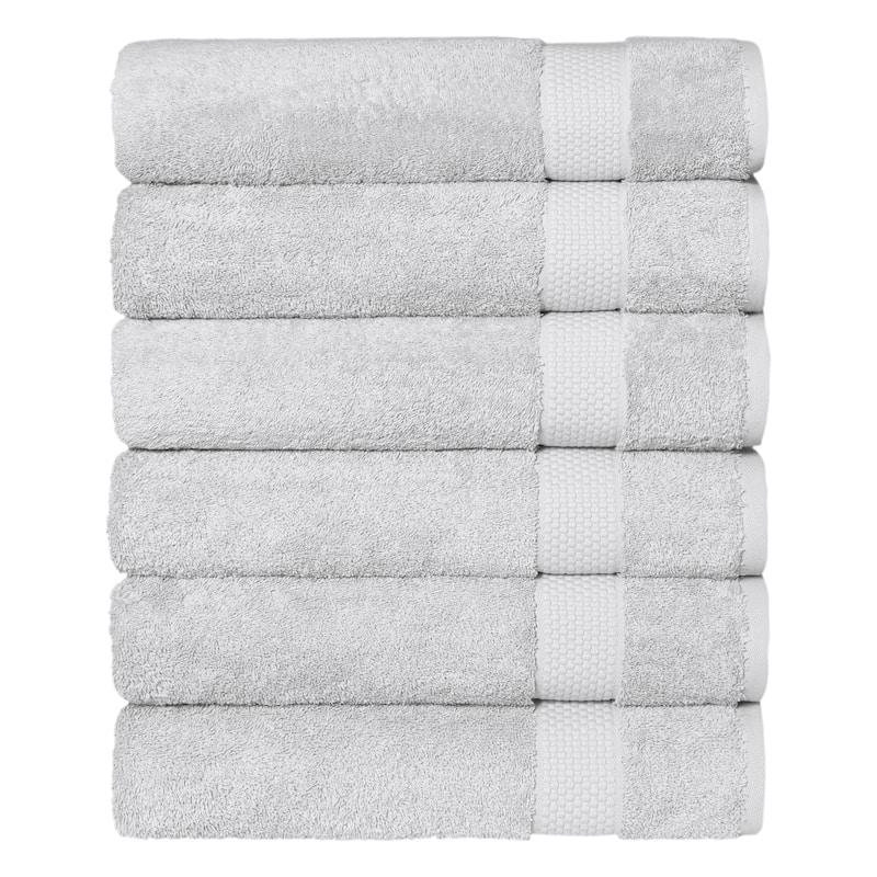 Authentic Hotel and Spa 100 percent Aeagean Long Staple Turkish Cotton STARLIGHT Terry Bath Towels (Set of 6) - Glacier Gray