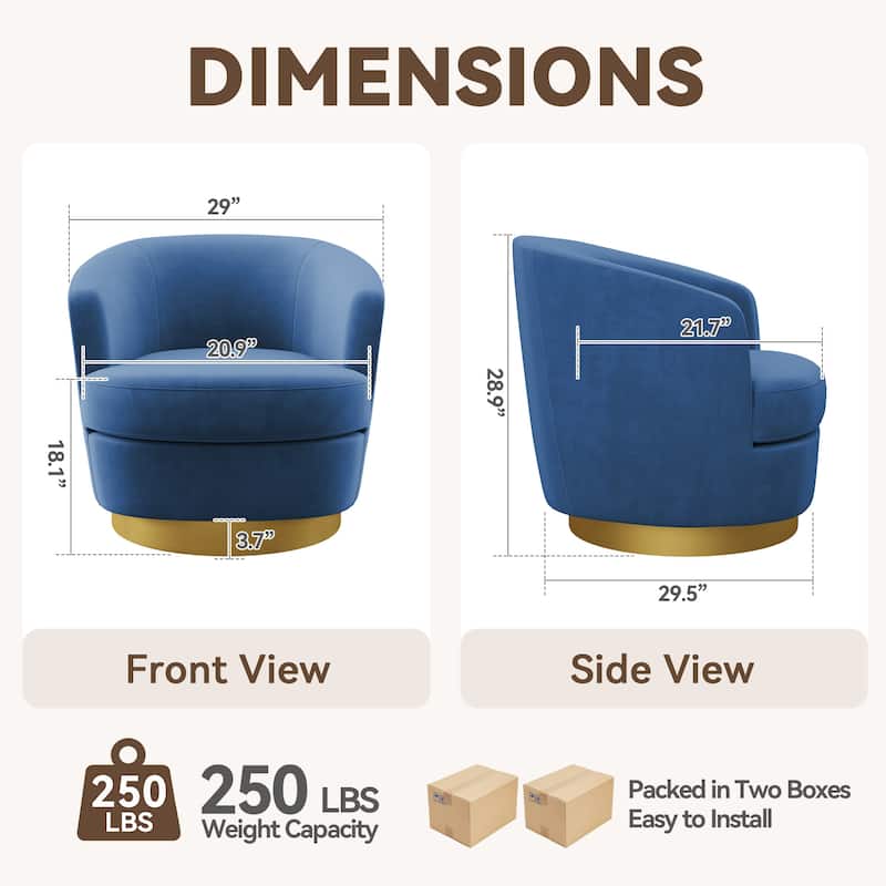 360 Degree Velvet Swivel Club Chair, Soft & Comfotable