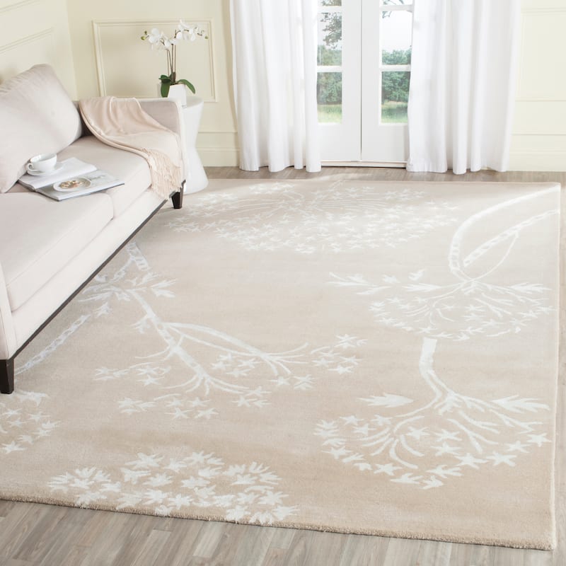 SAFAVIEH Handmade Bella Enriketa Modern Floral Wool Rug - 8' x 10' - Sand/Ivory