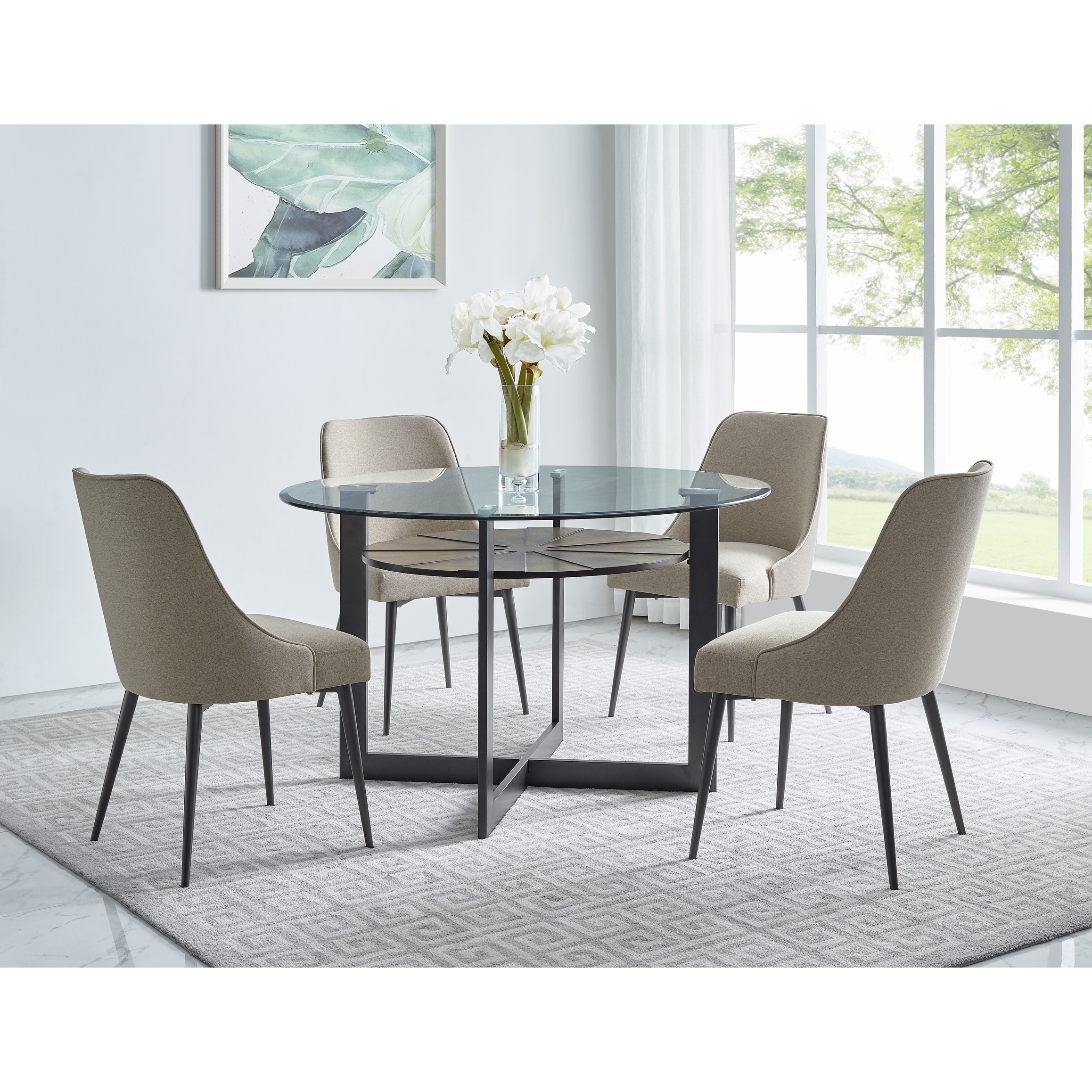 48 inch round glass dining table set shop