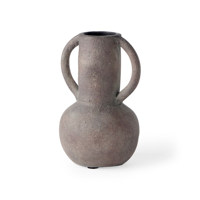 Armani Brown And Gray Ceramic Vase (7") - 4.9L x 4.1W x 6.7H - Brown/Grey