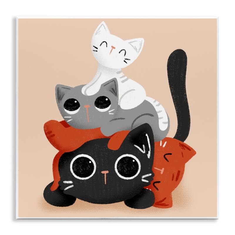 Stupell Stacked Cats Pile Wall Plaque Art Design By Sarah Hickman - 12 x 12