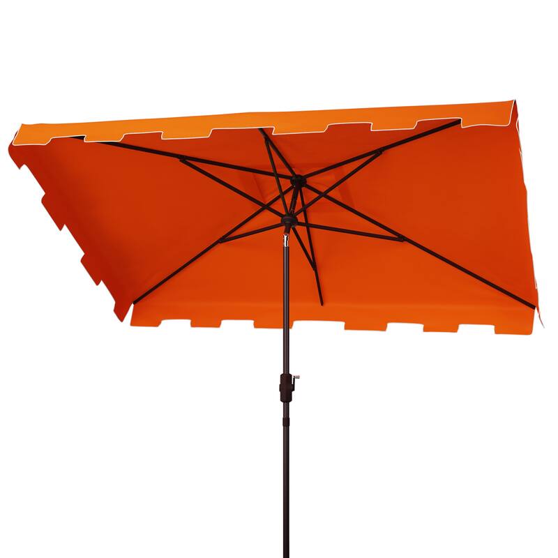 SAFAVIEH Outdoor Living Zimmerman 6.5 x 10-foot Rectangularangular Market Umbrella - Orange/White