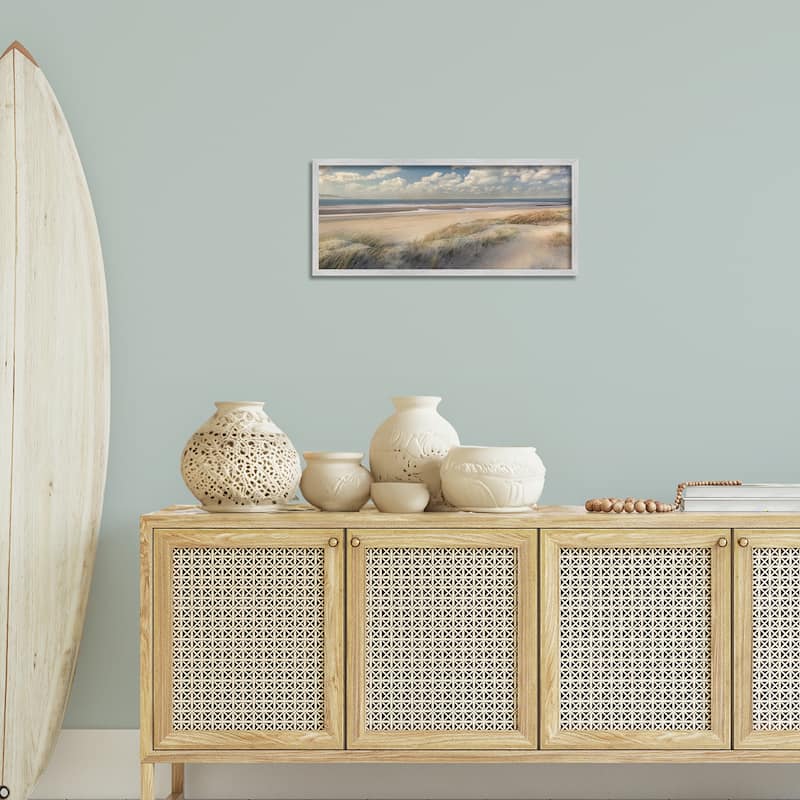 Stupell Rolling Clouds Beach Scenery Framed Giclee Art Design By Mike Calascibetta