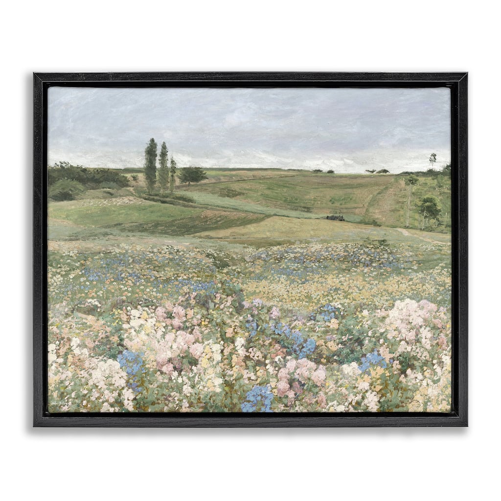Stupell Charming Pastoral Meadow View Framed Floater Canvas Wall Art Design By Amber Sterling