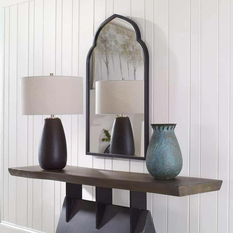 Arch Framed Wall Mirror - 40" - Matte Black Finish