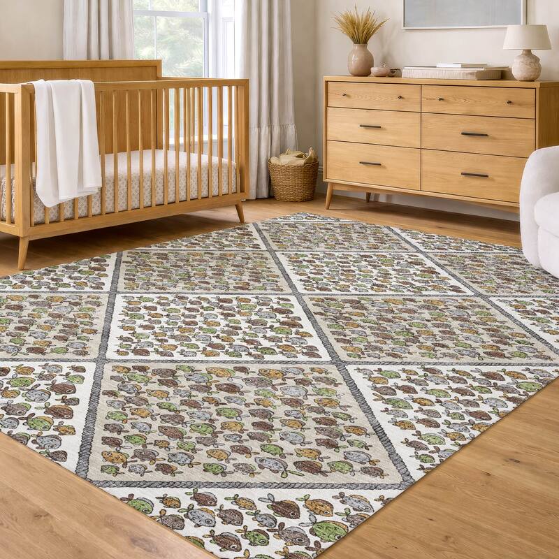 Machine Washable Indoor/ Outdoor Diamond Fish Chantille Rug