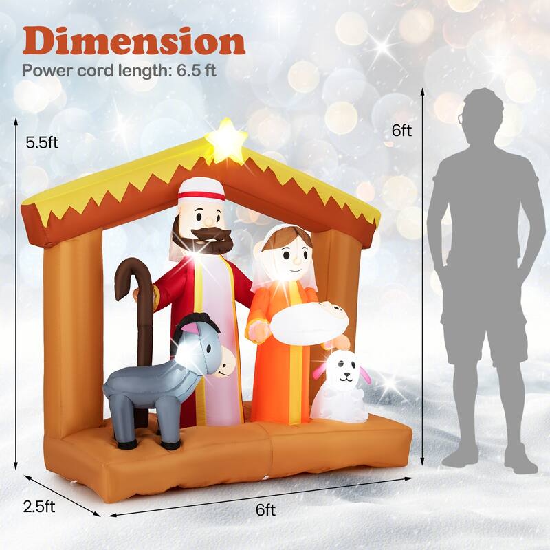Multi-Color Polyester Christmas Inflatable Nativity Scene with LED Lights