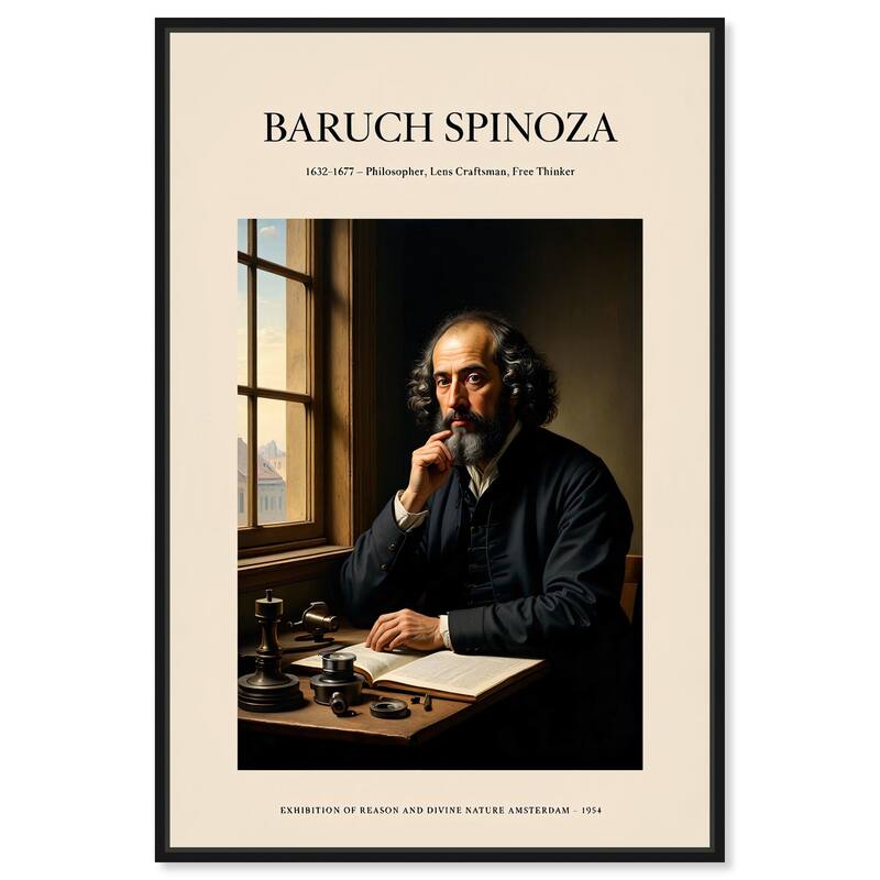 Philosopher Spinoza Canvas by Art Remedy - Black - 10" x 15"
