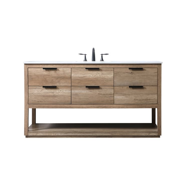 Elegant Lighting VF19260 Larkin 60" Free Standing Single Basin Vanity - Natural Oak - Oak Finish