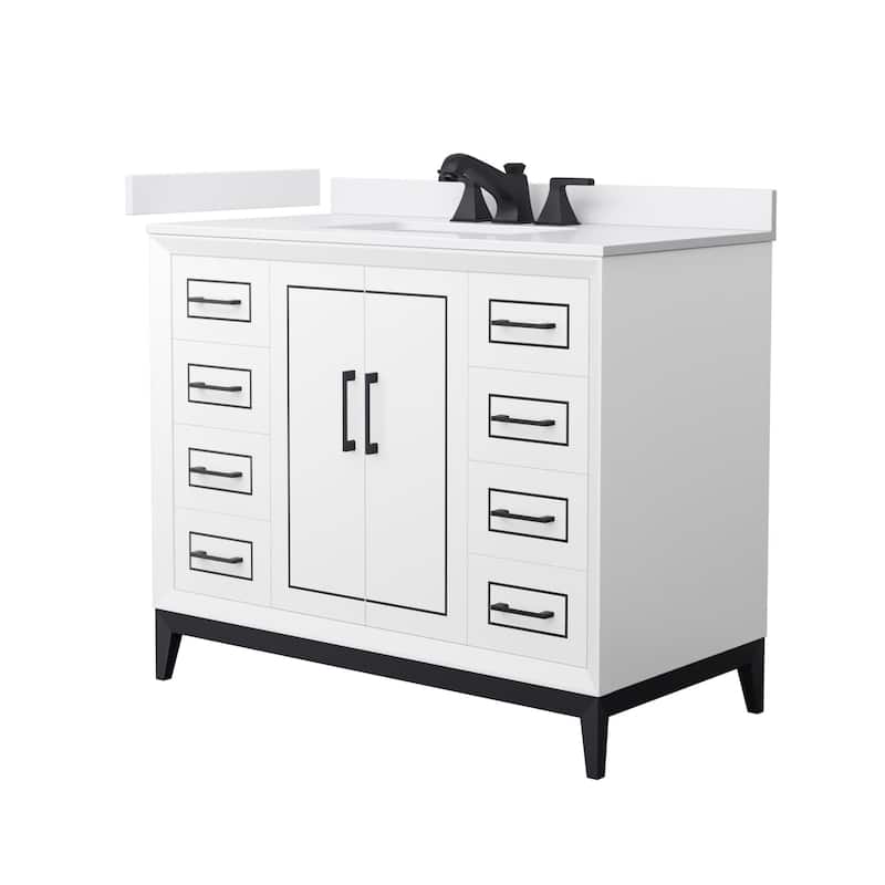Wyndham Collection WCH5151-42S-VCA-US3MXX Marlena 42" Free Standing - White / White Cultured Marble Top / Matte Black