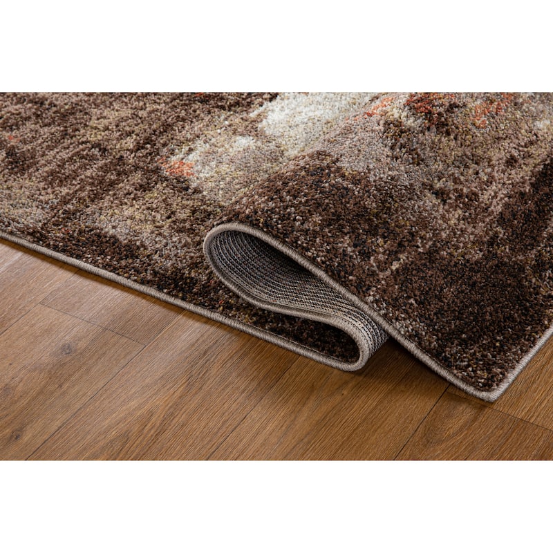 Olympia Collection Brown/Beige Abstract Design Area Rug