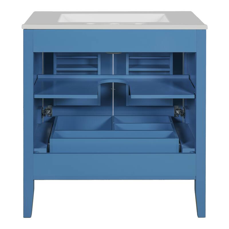 30" Bathroom Storage Cabinet with 2 Soft Closing Doors with Organizer,1 Hided Drawer and Adjustable Shelf, Vanity with Sink